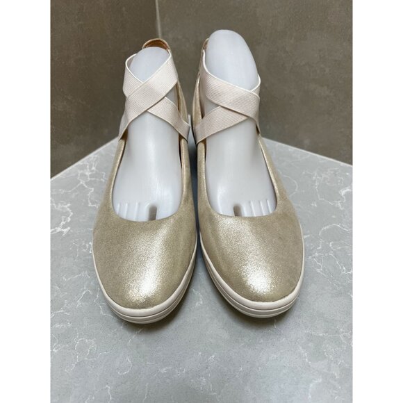 VIONIC Ellery Ankle Strap Supportive Comfort Wedge Sz 9.5 Cream Metallic Suede - Picture 5 of 10